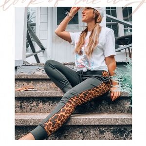 Leopard detail joggers